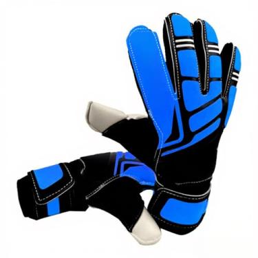 Imagem de Luvas de Goleiro para Adultos - Futebol Látex Slip Homens e Mulheres Treinamento com Espuma Espessa Proteção Amortecimento Controle Aderência Todos os Climas Suporte Cinto Punho Comprimento 360