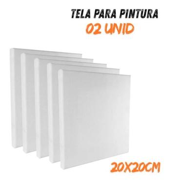 Imagem de Quadro Branco Pintura Pequeno 02 UNID Tela 20X20CM Arte Desenho Pintar