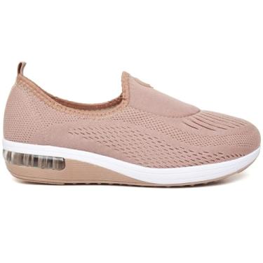 Imagem de Tênis Slip-on Feminino com Malha Respirável, Sola Air Confort, Rosa Claro (BR, Adulto, Numérico, 35)