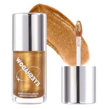 Imagem de SUAKE Sombra de olhos com glitter líquido brilhante – Sombra de cereja ouro rosa, delineador, maquiagem com brilho de pálpebra, sombra altamente pigmentada para ojos, secagem rápida à prova d'água
