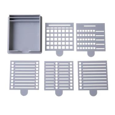 Imagem de Porta-notas adesivas de plástico, dispensador de bloco de notas multiuso com modelo versátil para desenho de linha, estêncil, ferramenta de armazenamento, organizador de notas (cinza)