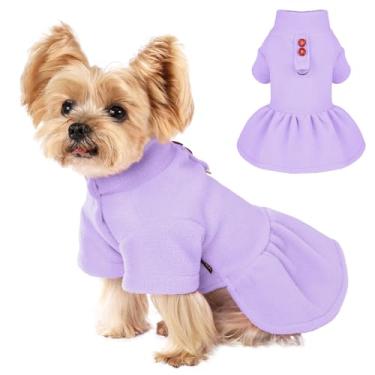 Imagem de Yikeyo Vestido de suéter para cães, roupas para cães pequenos, roupas de inverno e outono, vestido de cachorro com anel D, vestidos quentes de lã para filhotes, pulôver para animais de estimação