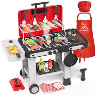 Imagem de Kids Grill Playset Aojieni 86 peças de brinquedo de churrasco que muda