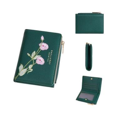 Imagem de Carteira Feminina Fina Com Bordado De Flor E Padrão Lichia Para Moedas