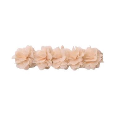 Imagem de Faixa De Cabelo Rosa De Chiffon Com Flor Para Bebês, Acessório Artesan