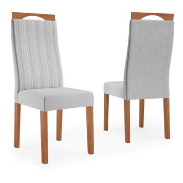 Imagem de Conjunto 2 Cadeiras Estofada Grécia Madetal - Mel tec/Cinza