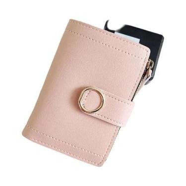 Imagem de Carteira Feminina Curta E Fofa De PU Com Zíper, Porta-cartões E Porta-