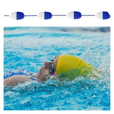 Imagem de Bóia de natação ajustável para segurança na piscina – corda divisória de faixa de 19,5 m com ganchos para natação interna/externa, ideal para prática e treinamento em família, divisor de piscina