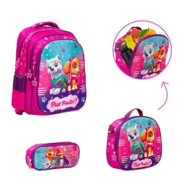 Imagem de Kit Bolsa Escolar Feminina Costas Patrulha Canina Passeio - TOYS 2U