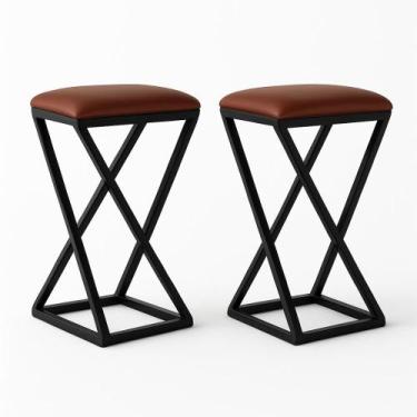 Imagem de Kit 2 Banqueta Z 80 cm Alta Bistrô Bancada Cozinha Moderno material si