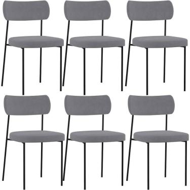 Imagem de Kit 06 Cadeiras Sala De Jantar L02 Suede Cinza