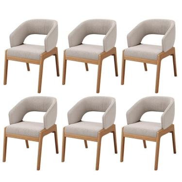 Imagem de Kit 06 Cadeiras De Jantar E Estar Living Estofada Lince L02 Bouclê Bege - Lyam Decor