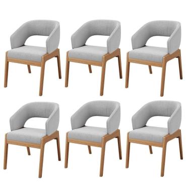 Imagem de Kit 06 Cadeiras De Jantar E Estar Living Estofada Lince L02 Bouclê Cinza - Lyam Decor