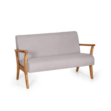 Imagem de Namoradeira 2 Lugares Estofada Em Madeira Maciça Cléo Cinza Claro – Straub Web