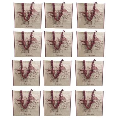 Imagem de Bolsa Sacola De Ombro Ecobag Reutilizabel Kit 12 Uni Compras Mercado Feira Multiuso