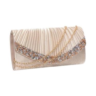 Imagem de Bolsa De Noite Em Cetim Com Glitter Para Mulheres, Bolsa De Ombro Com 
