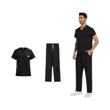 Imagem de Conjunto De Camiseta De Manga Curta Com Decote Em V E Calças Retas Uni