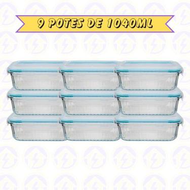 Imagem de 9un Pote de Vidro Canelado Hermético 1040ml Marmita Forno Detalhes - B