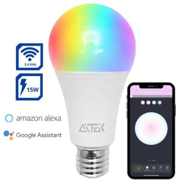 Imagem de Lâmpada Inteligente RGB WiFi 15W Aitek ALPHA801 Compatível com Alexa e