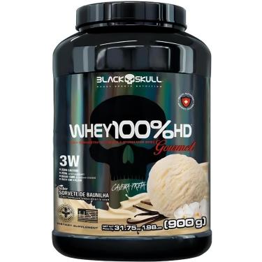 Imagem de Whey Protein 100 HD Pote 900g GOURMET Concentrado Isolado Hidrolisado Black Skull-Unissex