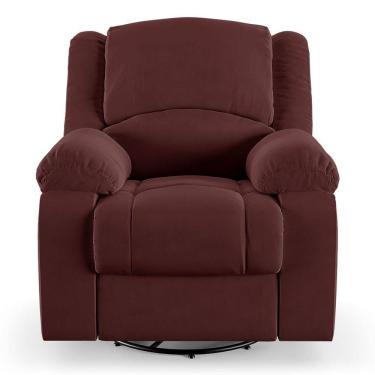 Imagem de Poltrona Do Papai Reclinável Sala De Cinema Barcelona Glider Manual Giratória Usb Veludo Vinho