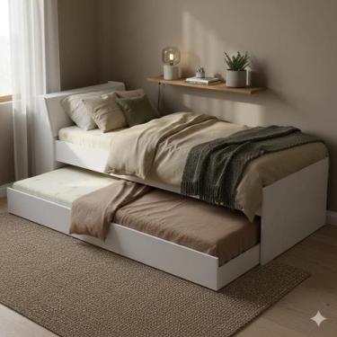 Imagem de Bicama com baú cama funcional Ditália BB-28, Branco