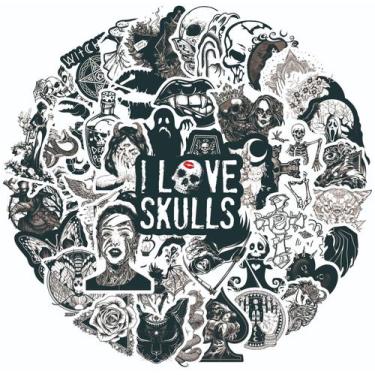 Imagem de Pacote de adesivos em estilo gótico preto e branco, 50 unidades - yiwe