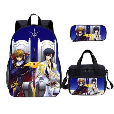 Imagem de Conjunto de mochilas escolares Code Geass, 3 unidades para estudantes 