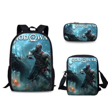 Imagem de Conjunto de mochilas Gods Of Wars Kratos Cartoon Kids Nylon, 3 unidade