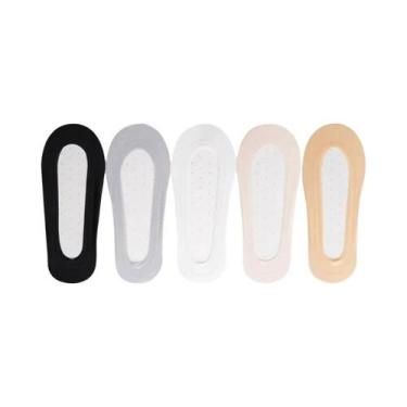 Imagem de Meias Invisíveis Femininas De Algodão, 5 Pares, Corte Baixo, Antiderra