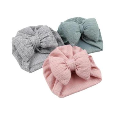 Imagem de Chapéus De Malha Com Laço Para Bebês Meninas E Meninos, Toucas Turbant