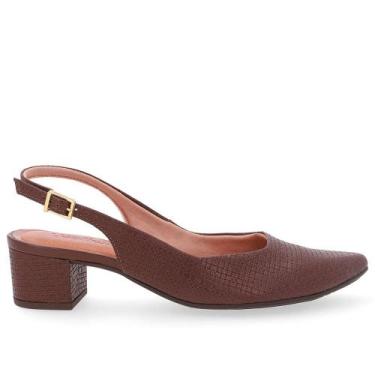 Imagem de Sandalia slingback usaflex em couro ref ud24004 feminino, 36, Marrom