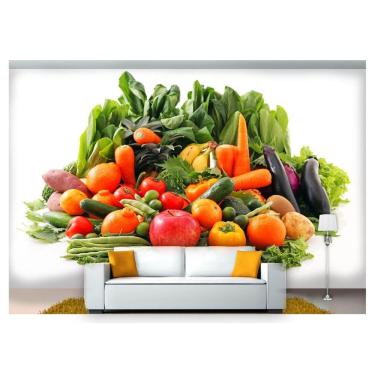 Imagem de Papel De Parede Frutas Vegetais Sacolão 3D Al228