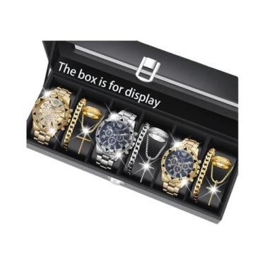 Imagem de Conjunto De Relógio Masculino Estilo Esportivo Com Cinto De Aço, Anel,
