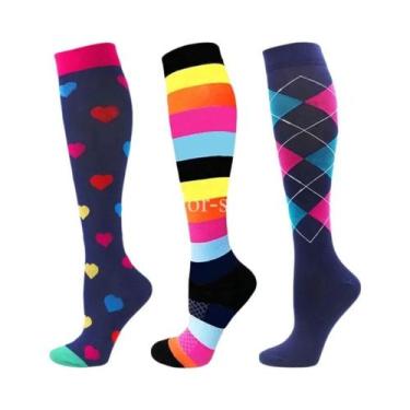 Imagem de Meias De Compressão Para Mulheres E Homens, 3 Pares, 20-30mmHg, Até O 