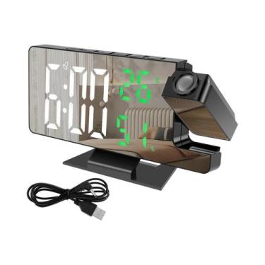 Imagem de Relógio Despertador Digital LED De Grande Tela Com Projetor Rotativo P