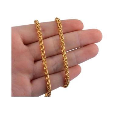 Imagem de Colar Masculino Punk Hip Hop - Aço Inoxidável, Corrente de Trigo, Pres