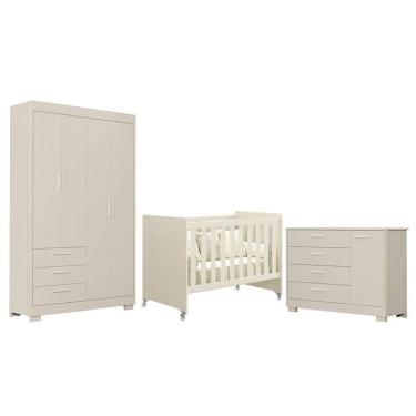 Imagem de Quarto De Bebê Zaki E Berço Americano Evolution 4 Em 1 Areia Acetinado - Reller