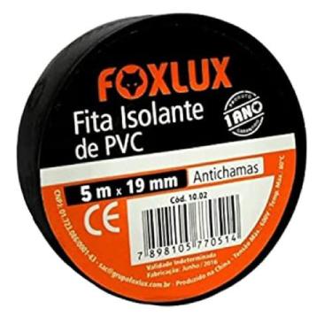 Imagem de Fita Isolante de PVC Antichamas 5M x 19mm Preta 1 Unidade Foxlux