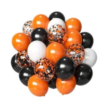 Imagem de Balões De Halloween Preto E Laranja 30pcs 12 Polegadas Decorações De F