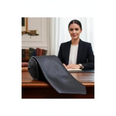 Imagem de Gravata Social Risca Detalhada Premium Chumbo Slim - Congratulations S