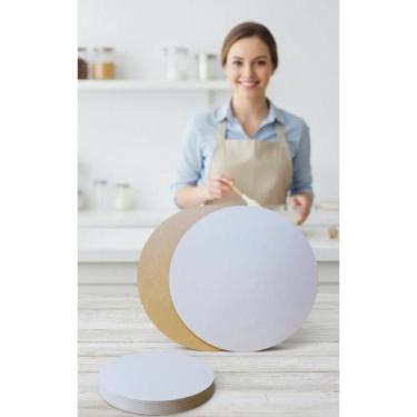 Imagem de Base Bolo Mdf 30cm Redondo Branco 10 Unid 3mm - Congratulations Store