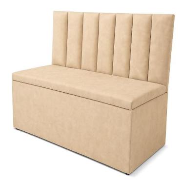 Imagem de Conjunto Canto Alemão Encosto Ripado Suede 90cm - GENKI KENKO, AREIA
