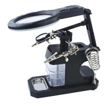 Imagem de Lupa De Bancada Terceira Mão Para Solda Eletrônica Led - Flex