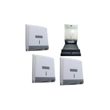 Imagem de Kit 10 Suporte Dispenser Papel Toalha Branco Parede Jsn - PREMIUM