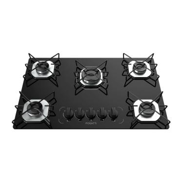 Imagem de Fogao Cooktop Fogatti Ori 5 Bocas Vidro Preto Bivolt