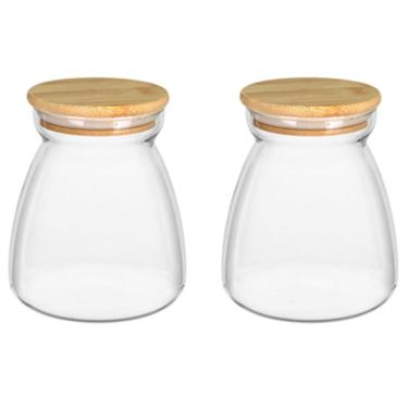 Imagem de KIT 2 POTE MANTIMENTOS HOME&CO COM TAMPA BAMBU BOROSSILICATO 850ml 13x8x8