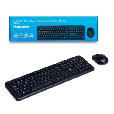 Imagem de Teclado Mouse Kit Home Office Sem Fio Preto Maxprint