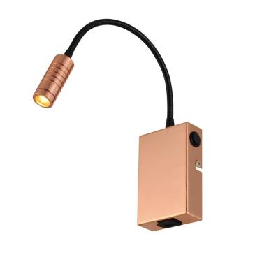 Imagem de Arandela LED Lettura para Dormitórios e Salas de Leitura com USB Integrado 3W 2700K Cobre Brilho Avant