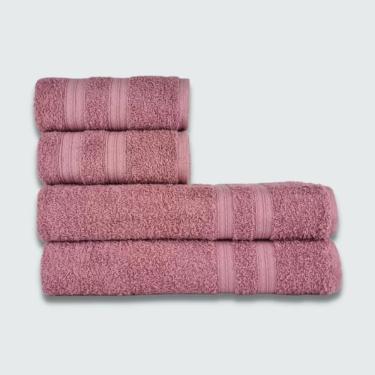 Imagem de Jogo de Toalha 4 Peças Itália Soft 100% Algodão 430g-m2 Super Felpuda Ultra Macia Rosê